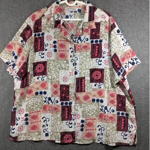 Vintage Truffles Women's Button Down Blouse Patchwork Design Size 2X Made in USA